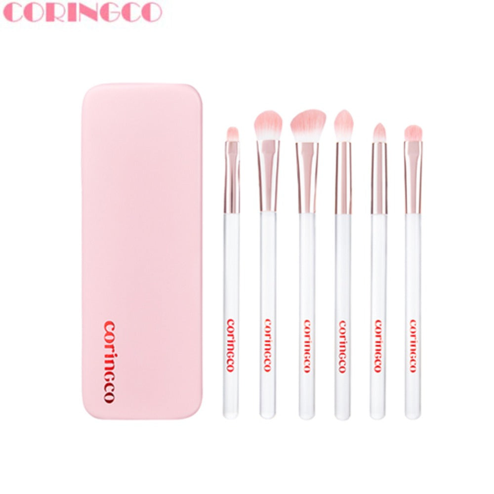 Coringco Pink Pocket Eye Brush Set 6Pcs