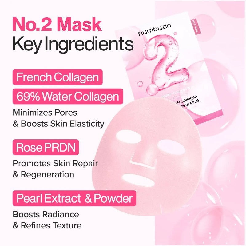 Numbuzin No.2 Rose PDRN Collagen Plumping Mask 1Pc