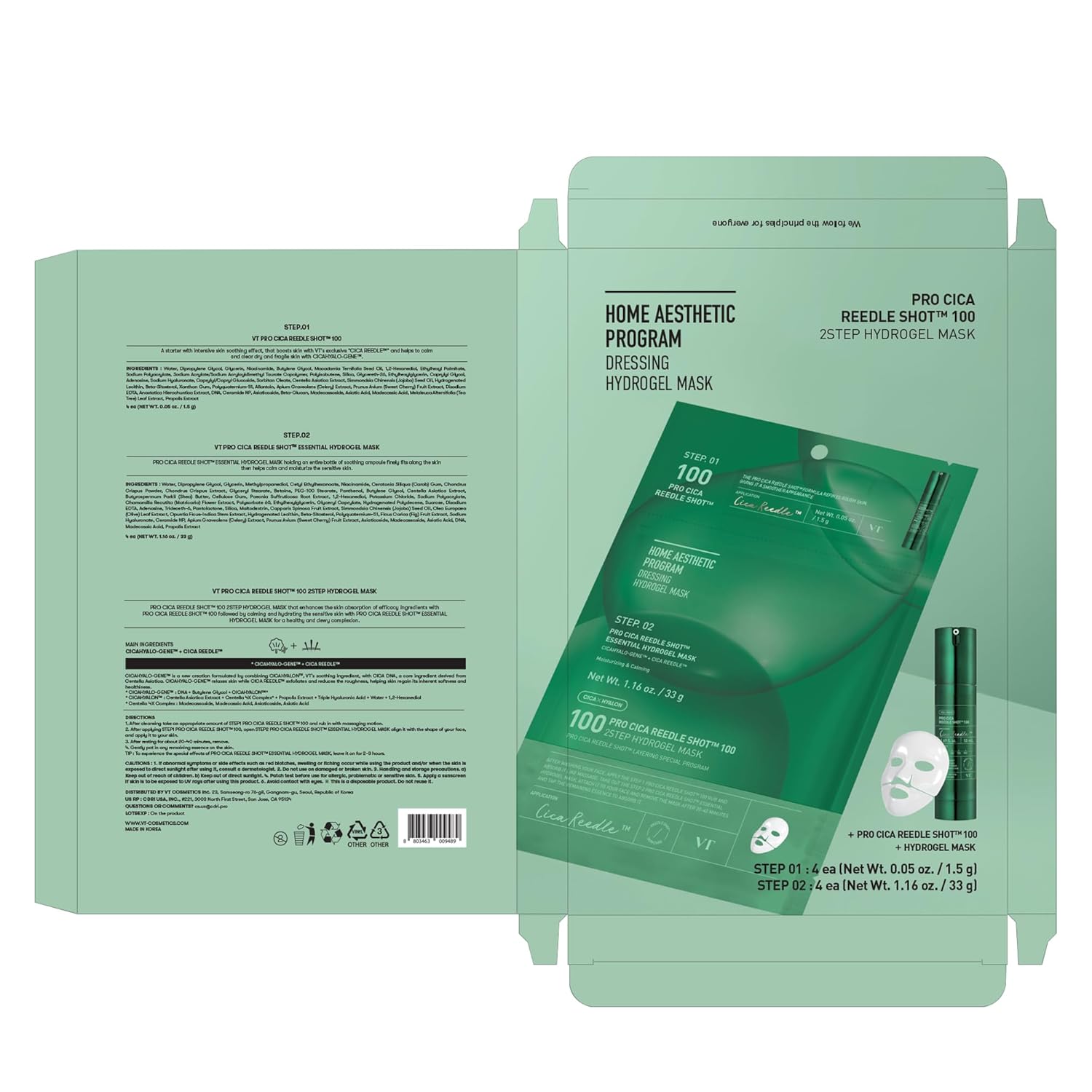 VT Cosmetics Pro Cica Reedle Shot 100 2-Step Hydrogel Mask 1pc