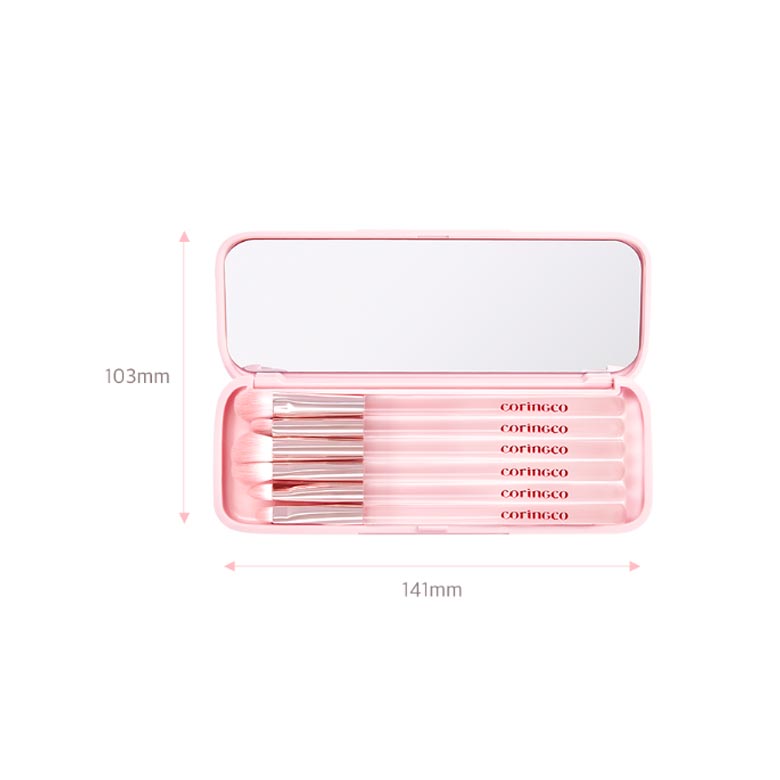 Coringco Pink Pocket Eye Brush Set 6Pcs