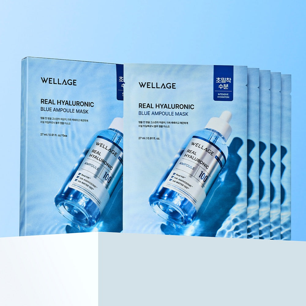 Wellage Real Hyaluronic Blue Ampoule Mask 5pc