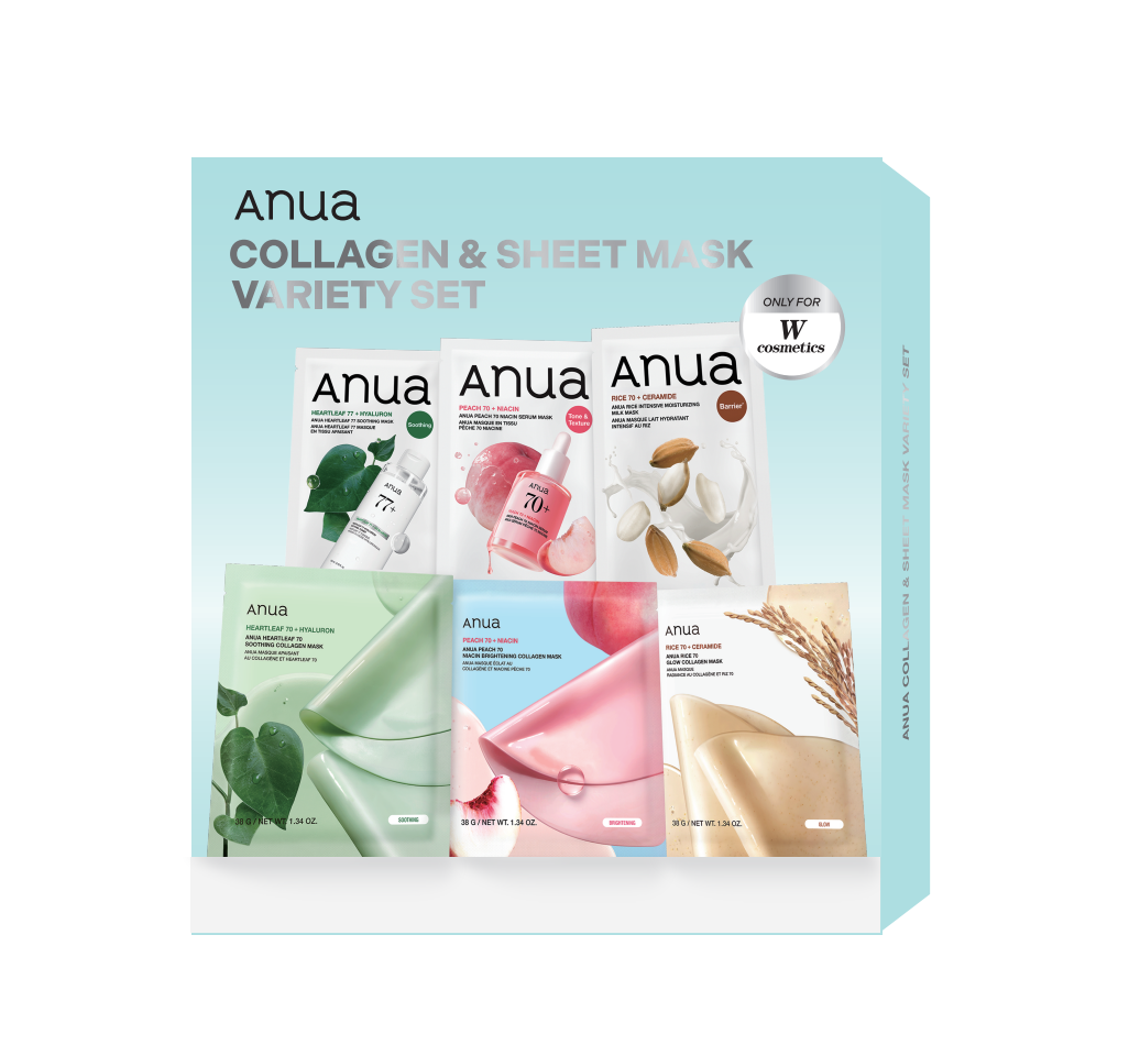Anua X W Cosmetics Collagen Sheet Mask Set (Collgaen Mask 3ea + Sheet Mask 3ea)