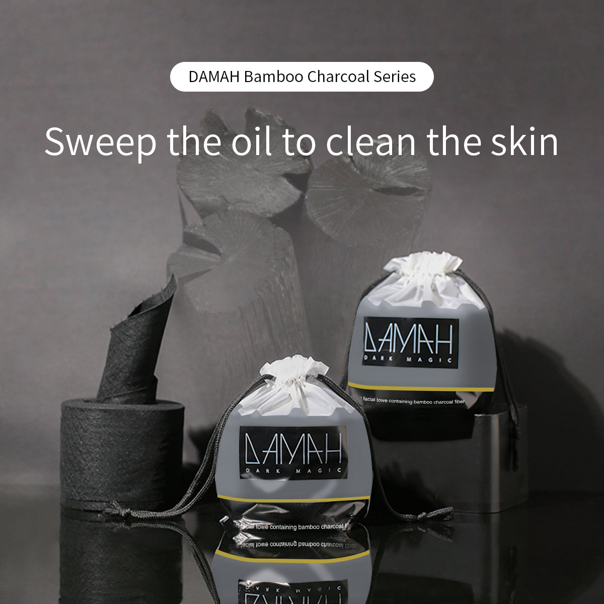 DAMAH Dark Magic Disposable Facial Towel Charcoal 170g 50Pcs