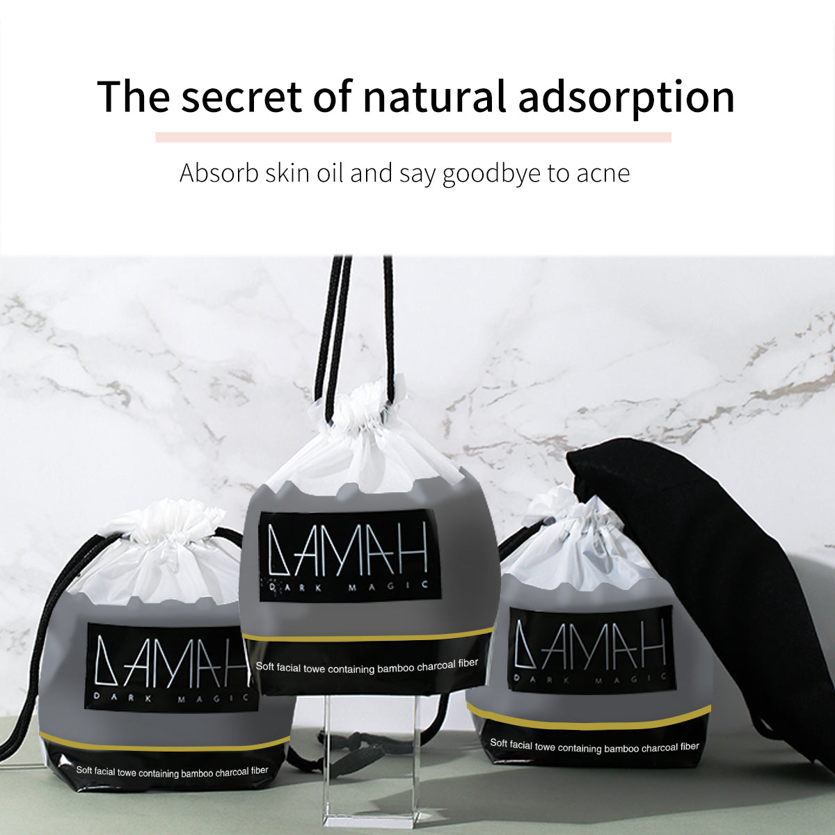 DAMAH Dark Magic Disposable Facial Towel Charcoal 170g 50Pcs