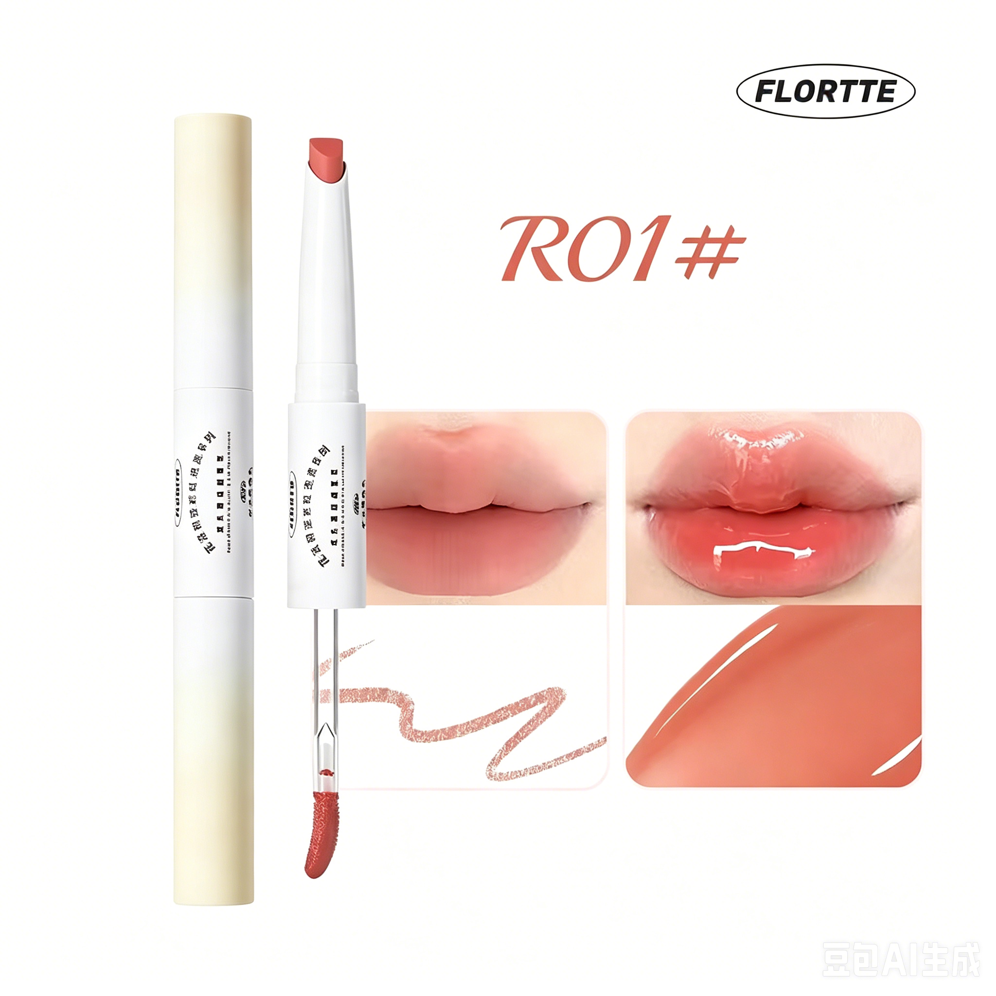 Flortte Rainbow Bubble Collection 2-in-1 Lip Liner & Gloss