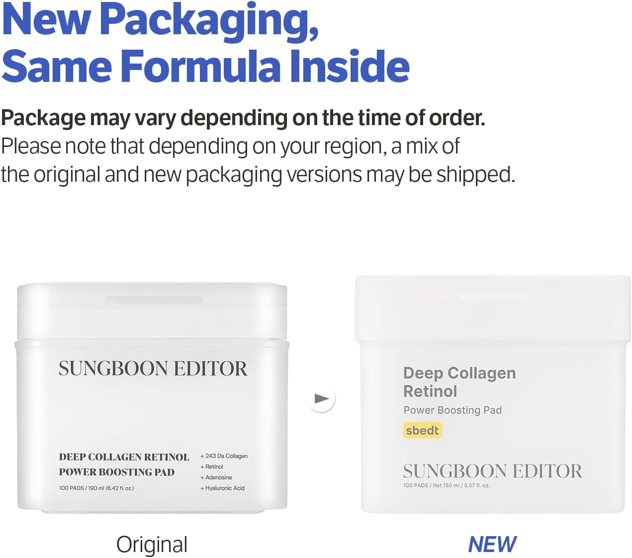 Sungboon Editor Deep Collagen Retinol Power Boosting Pad 150ml