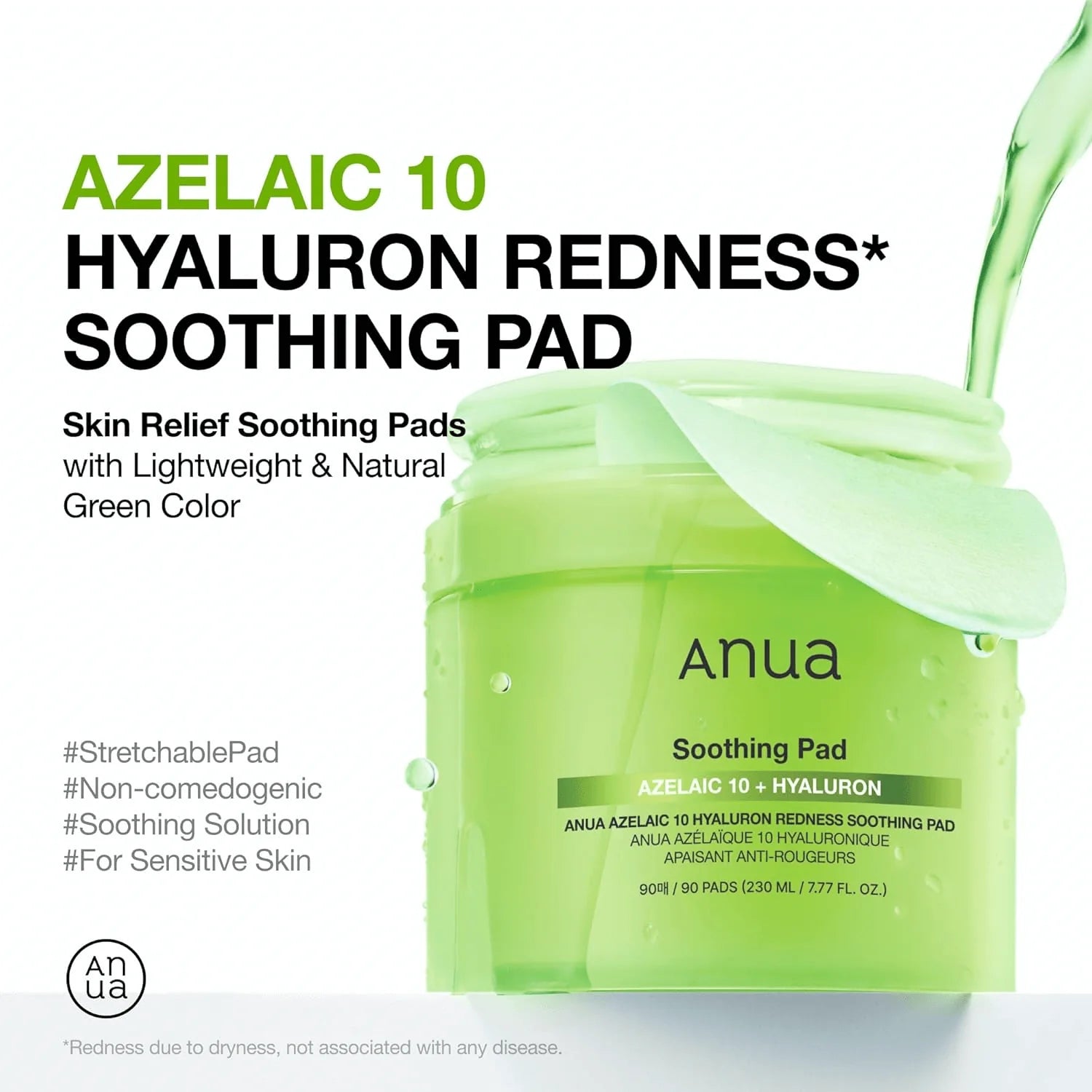 Anua Azelaic 10 Hyaluron Redness Soothing Pad 230ml 90ea