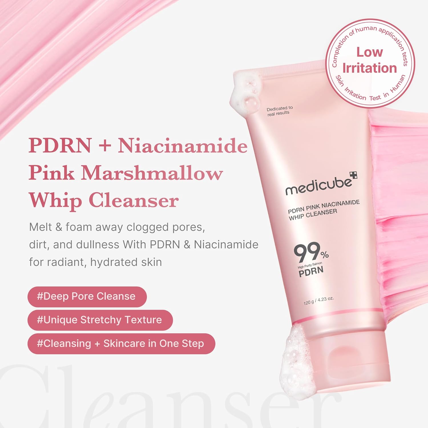 Medicube PDRN Pink Niacineamide Whip Cleanser 120g