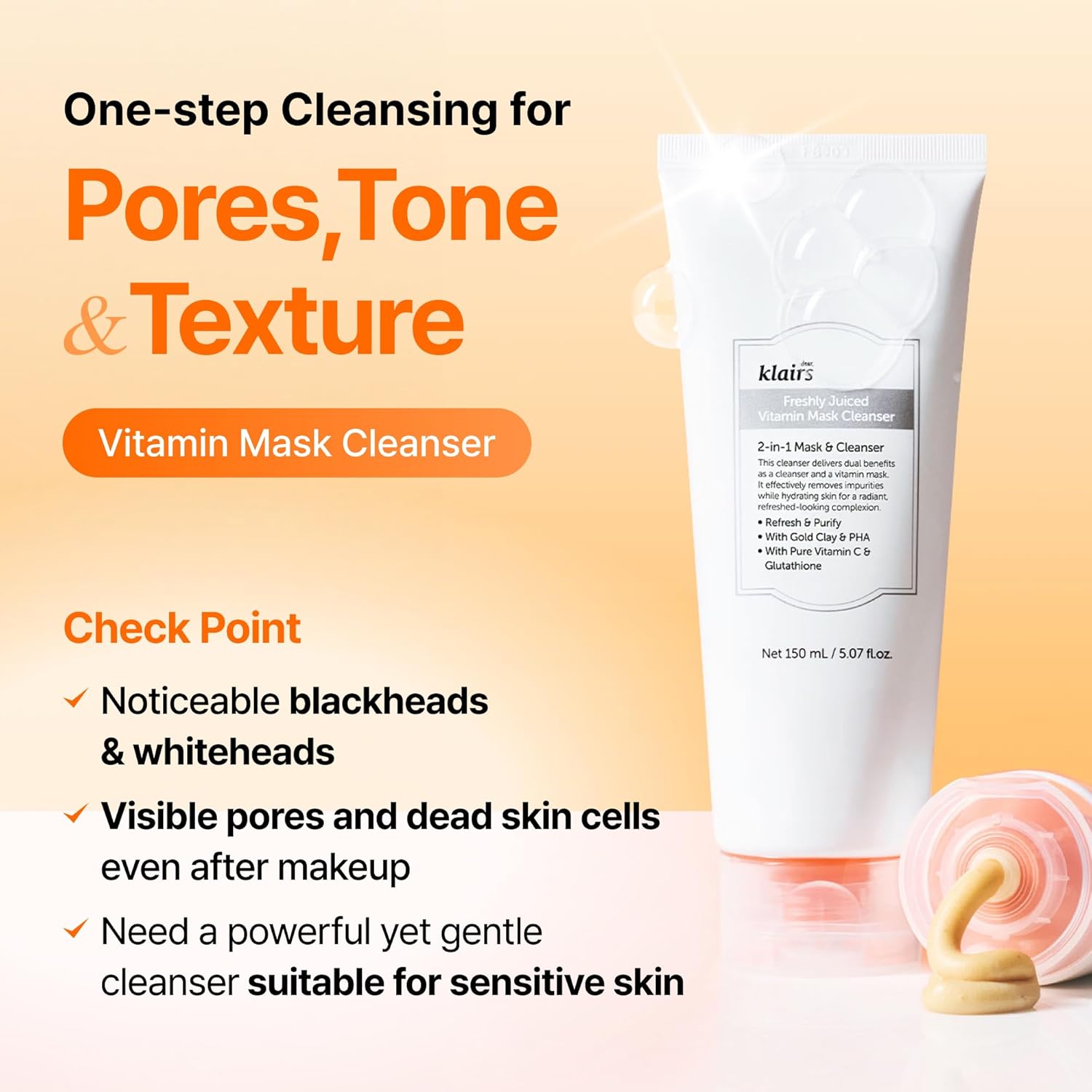 Dear Klairs Freshly Juiced Vitamin Mask Cleanser 150ml