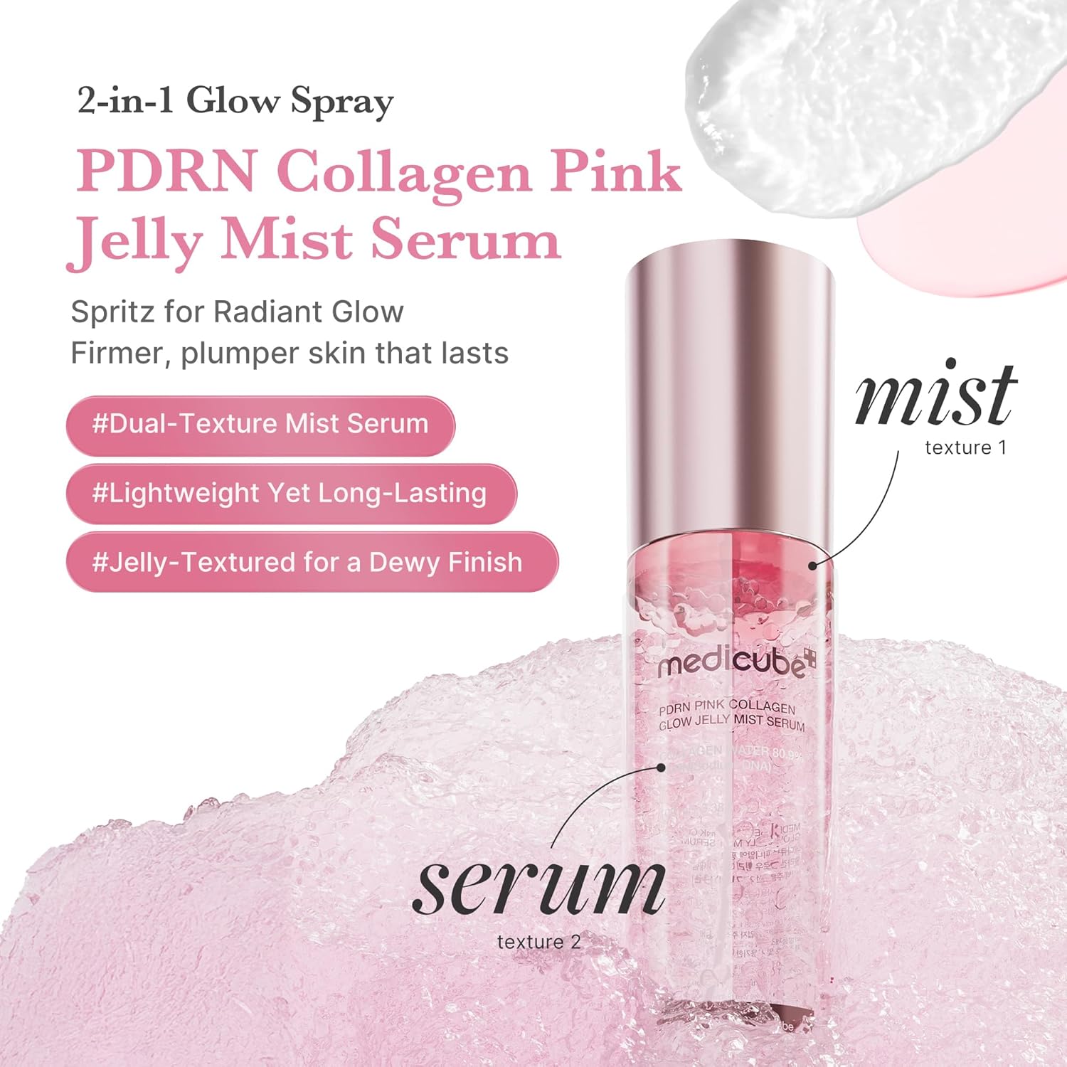 Medicube Pdrn Pink Collagen Glow Jelly Mist Serum 100ml
