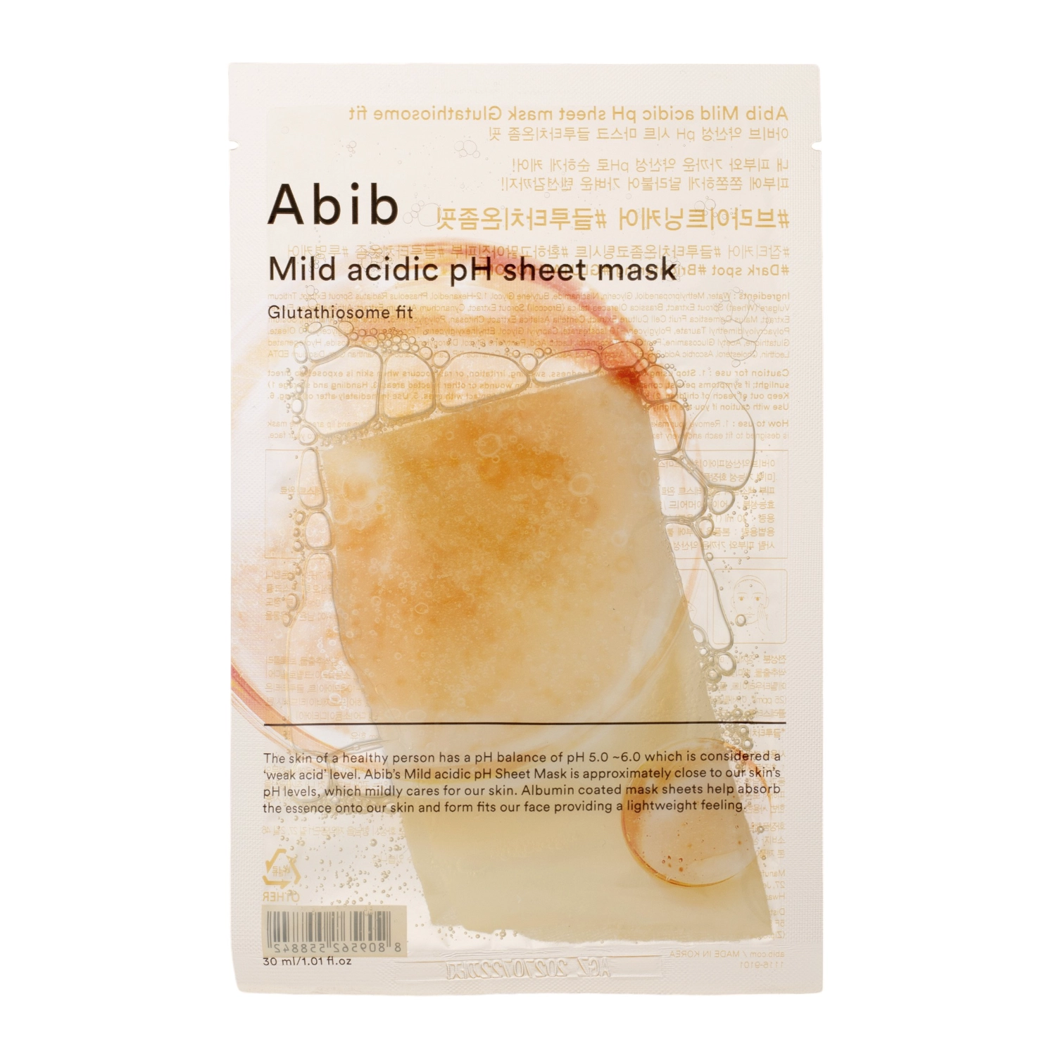 Abib Mild Acidic Ph Sheet Mask Glutathiosome Fit 1Pc