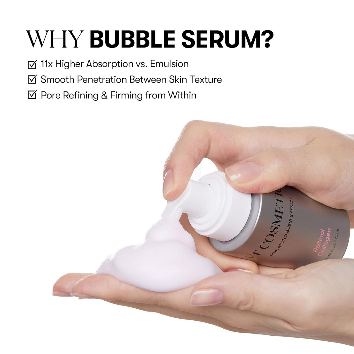 VT Cosmetics Retinol Collagen Pink Micro Bubble Serum 70ml