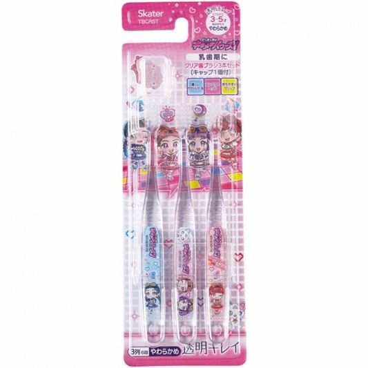 Skater Kindergarten Toothbrush, Clear Soft Set of 3