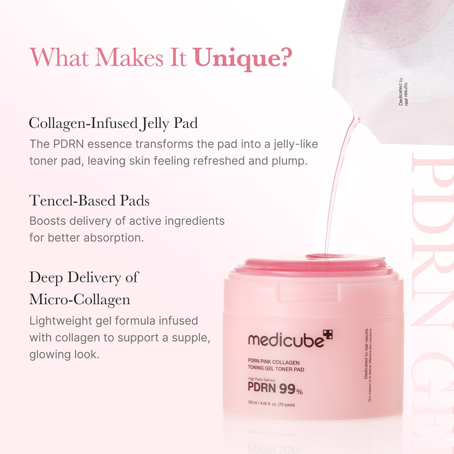 Medicube PDRN Pink Collagen Toning Gel Toner Pad 70ea
