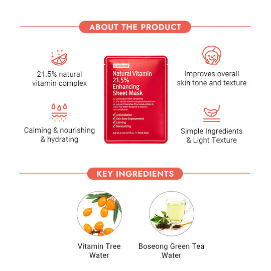 By Wishtrend Natural Vitamin 21.5% Enhancing Sheet Mask 1pc