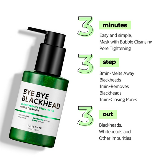 Some By Mi Bye Bye Blackhead 30 Days Milacle Green Tea Tox Bubble Cleanser 120g