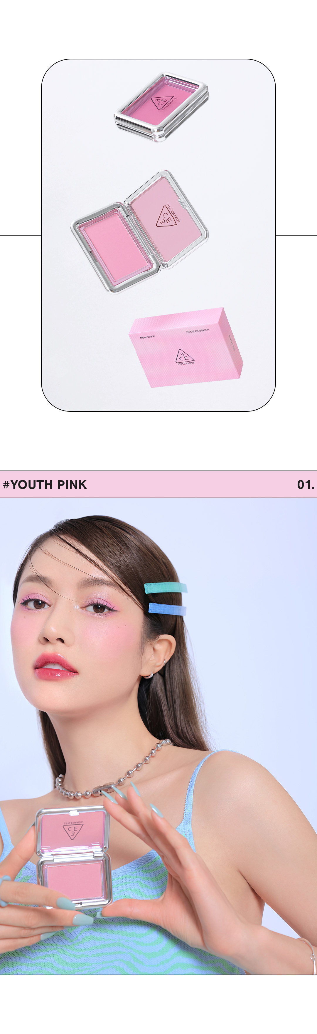 3CE New Take Face Blusher #Youth Pink