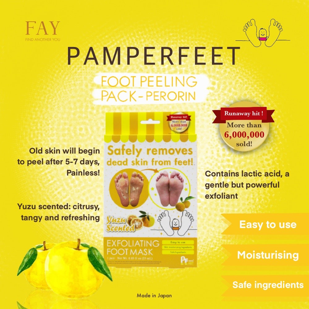 Perorin Foot Peeling Pamper Feet (Yuzu) 1Pair (4423108624448)